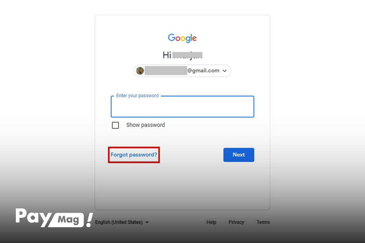 بازیابی جیمیل با شماره تلفن
