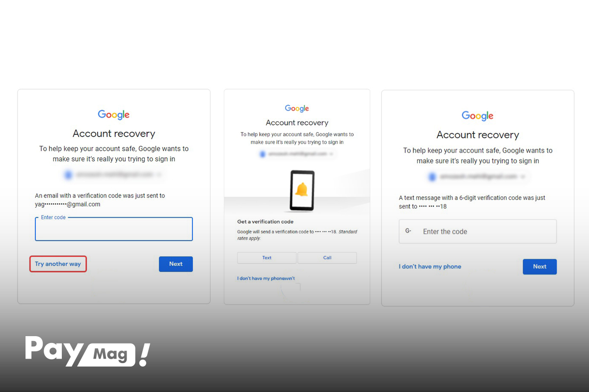 بازیابی جیمیل با SMS
