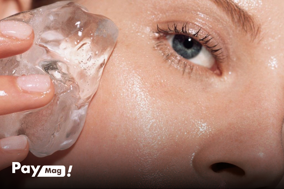 درمان جوش صورت با یخ