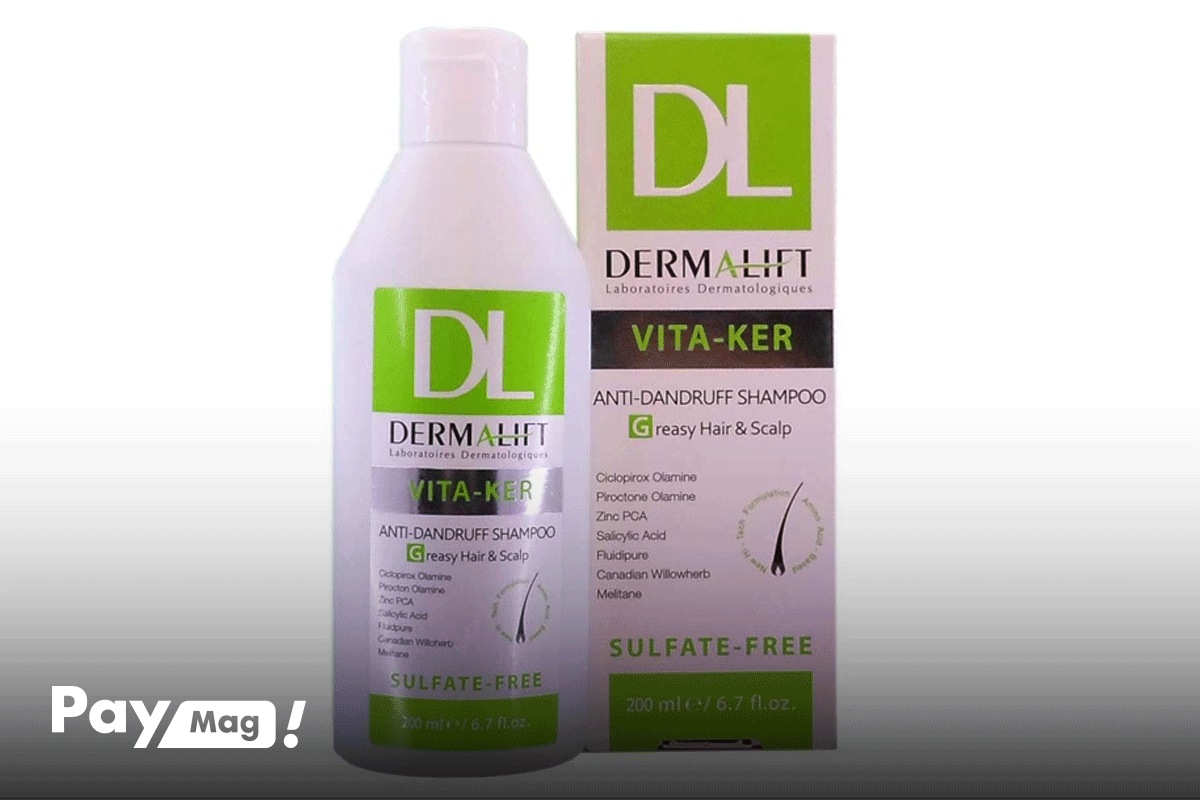 شامپو ضد شوره موی چرب درمالیفت (Dermalift) مدل Vita-ker