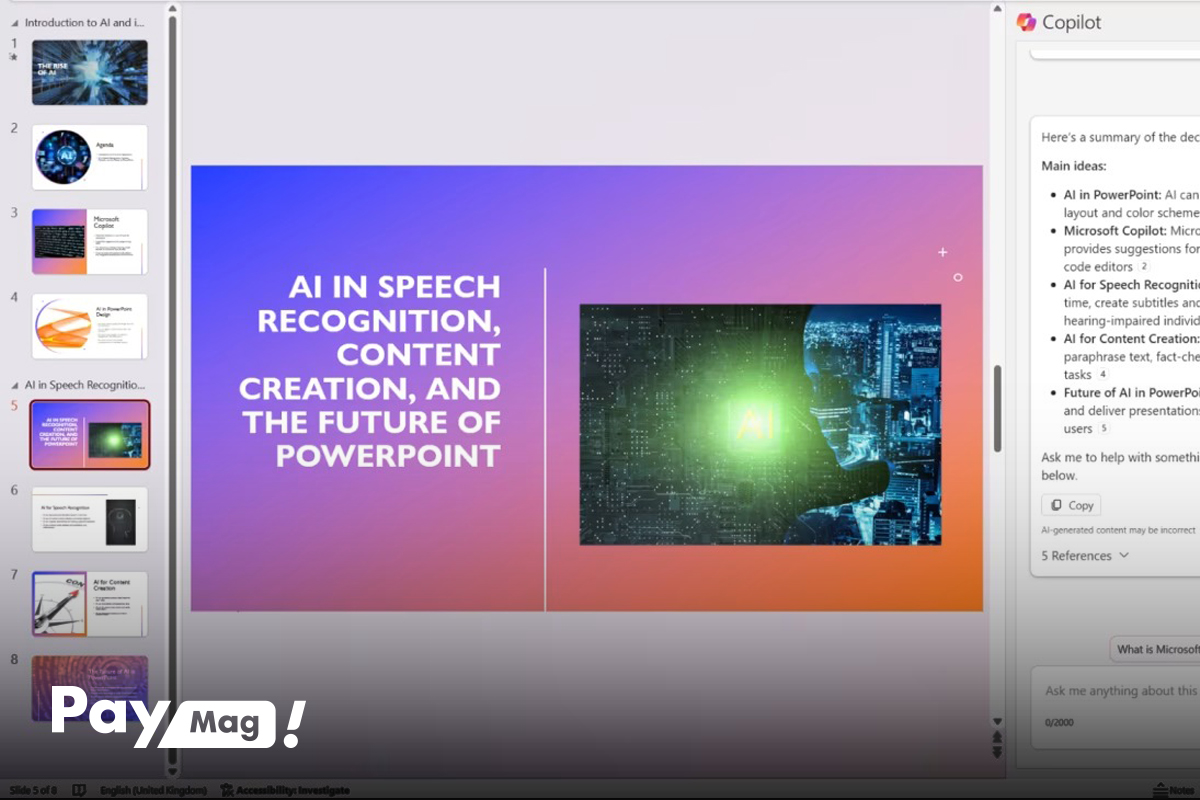 سرویس Microsoft Copilot for PowerPoint