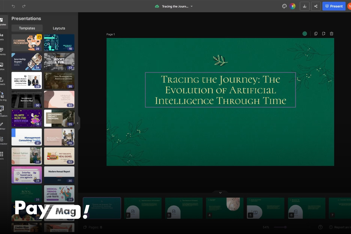 سرویس Slidesgo AI Presentation Maker