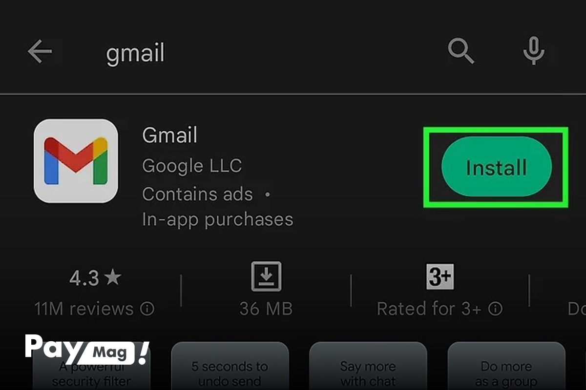 نصب اپلیکیشن Gmail