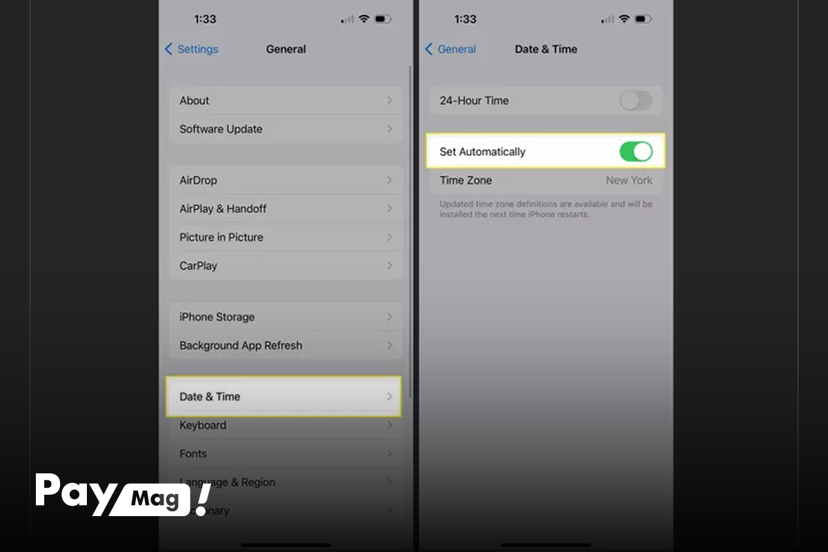 تنظیم ساعت در ایفون به‌صورت خودکار
