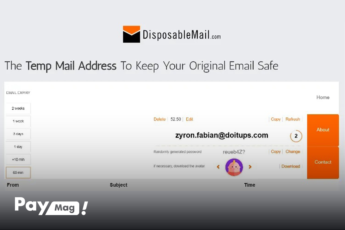  وب سایت  Disposable Mail