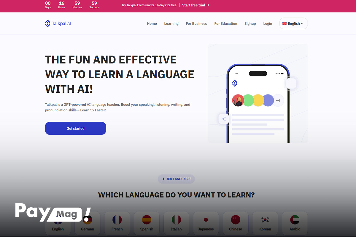 Talk Pal به‌عنوان برنامه یادگیری زبان انگلیسی