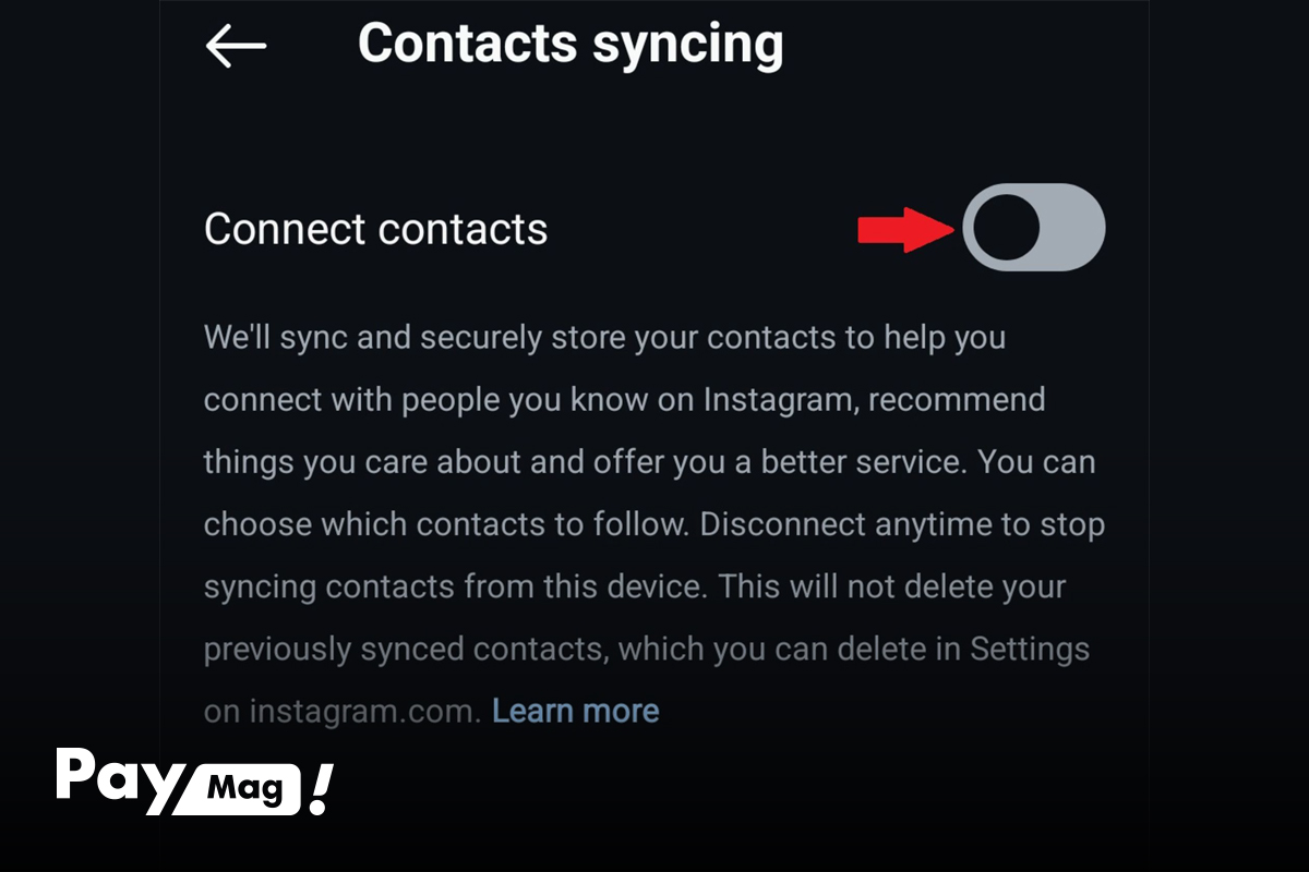 فعال سازی گزینه Upload Contacts