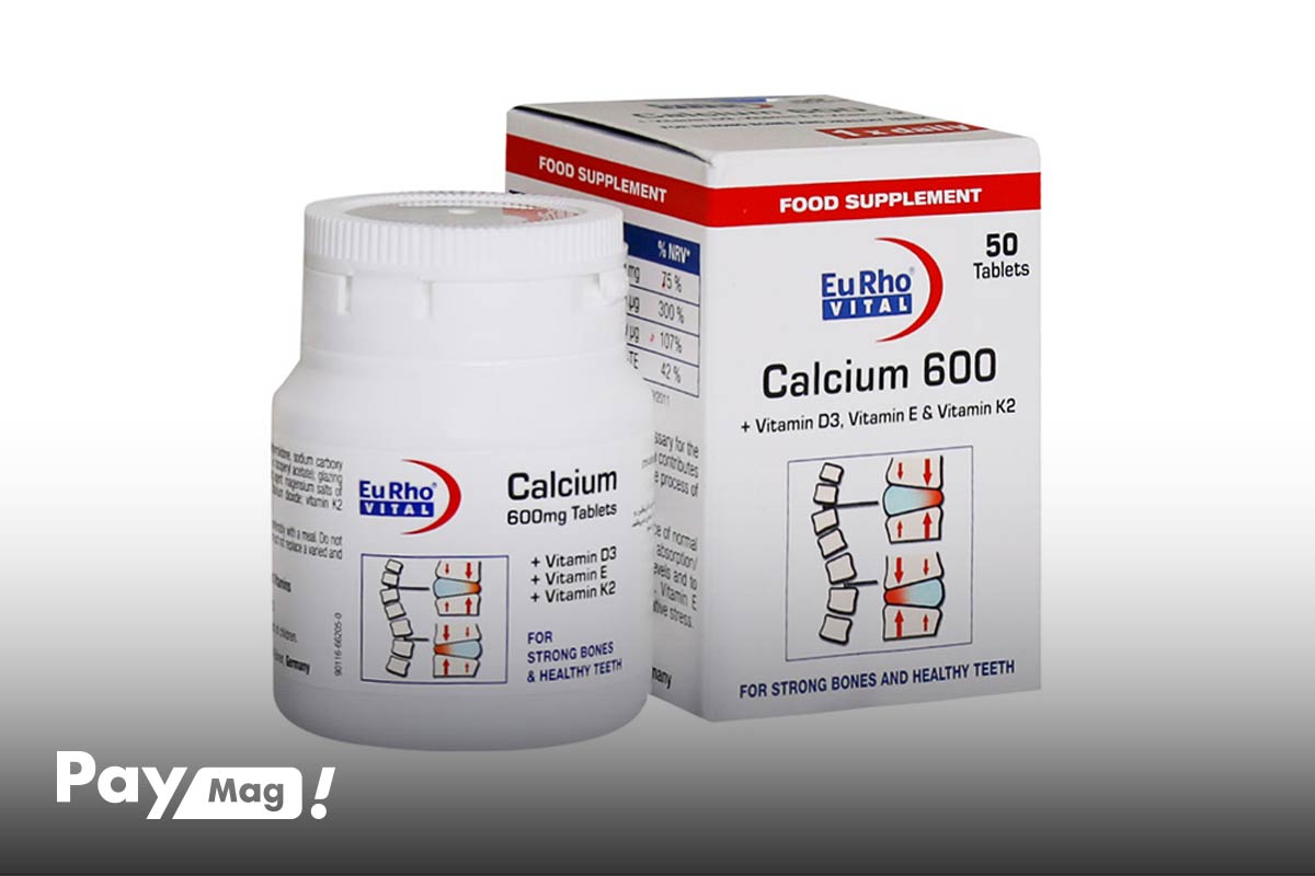 قرص کلسیم 600 میلیگرمی Calcium 600 mg یوروویتال Eurho Vital