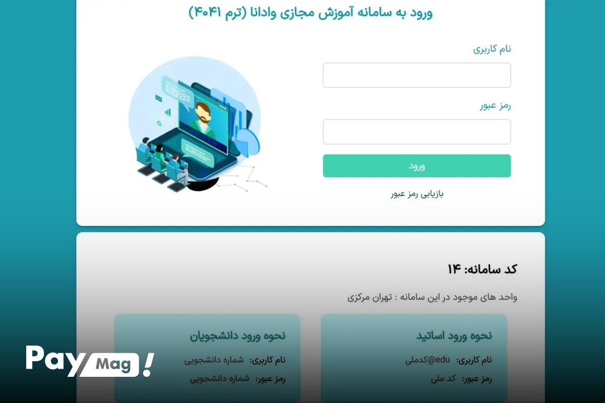 نحوه ورود با نام کاربری و رمز عبور