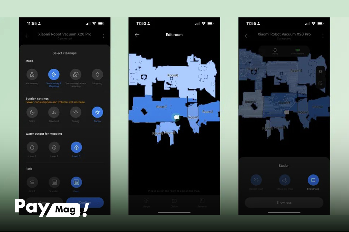 نرم افزار جارو رباتیک شیائومی X20 Pro