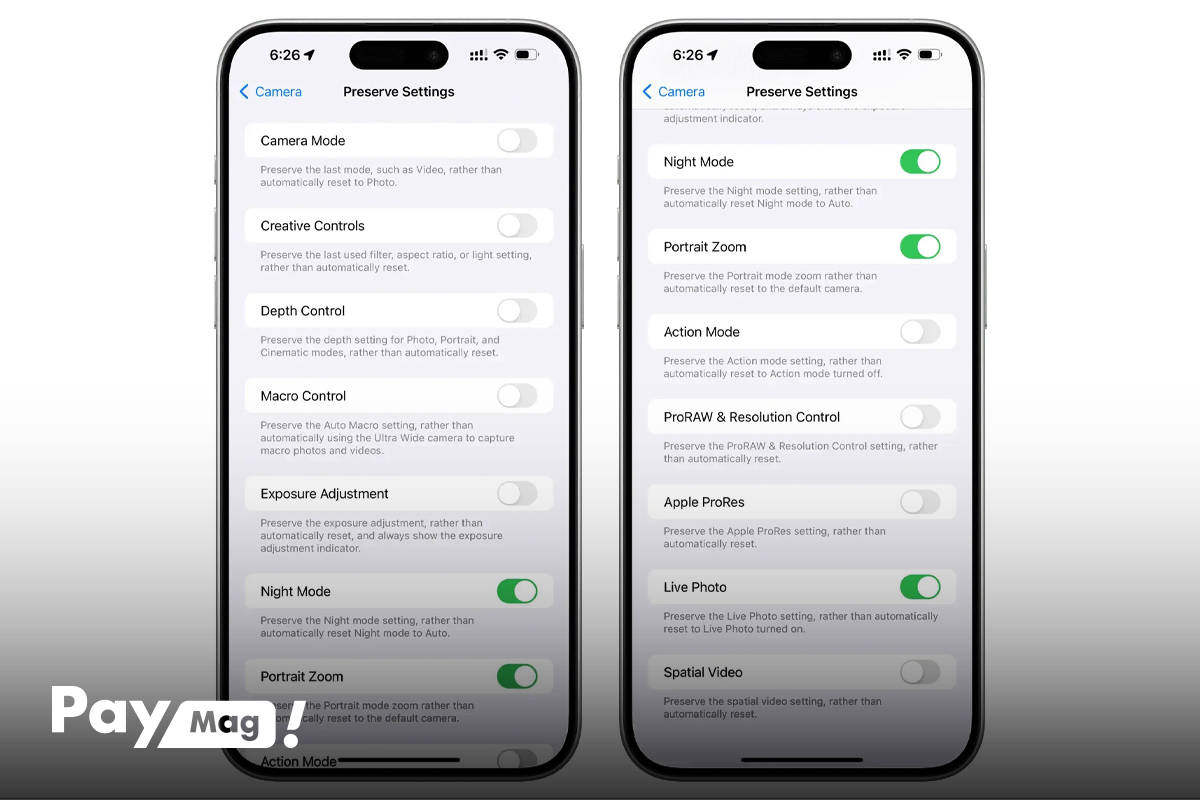 قابلیت Preserve Settings