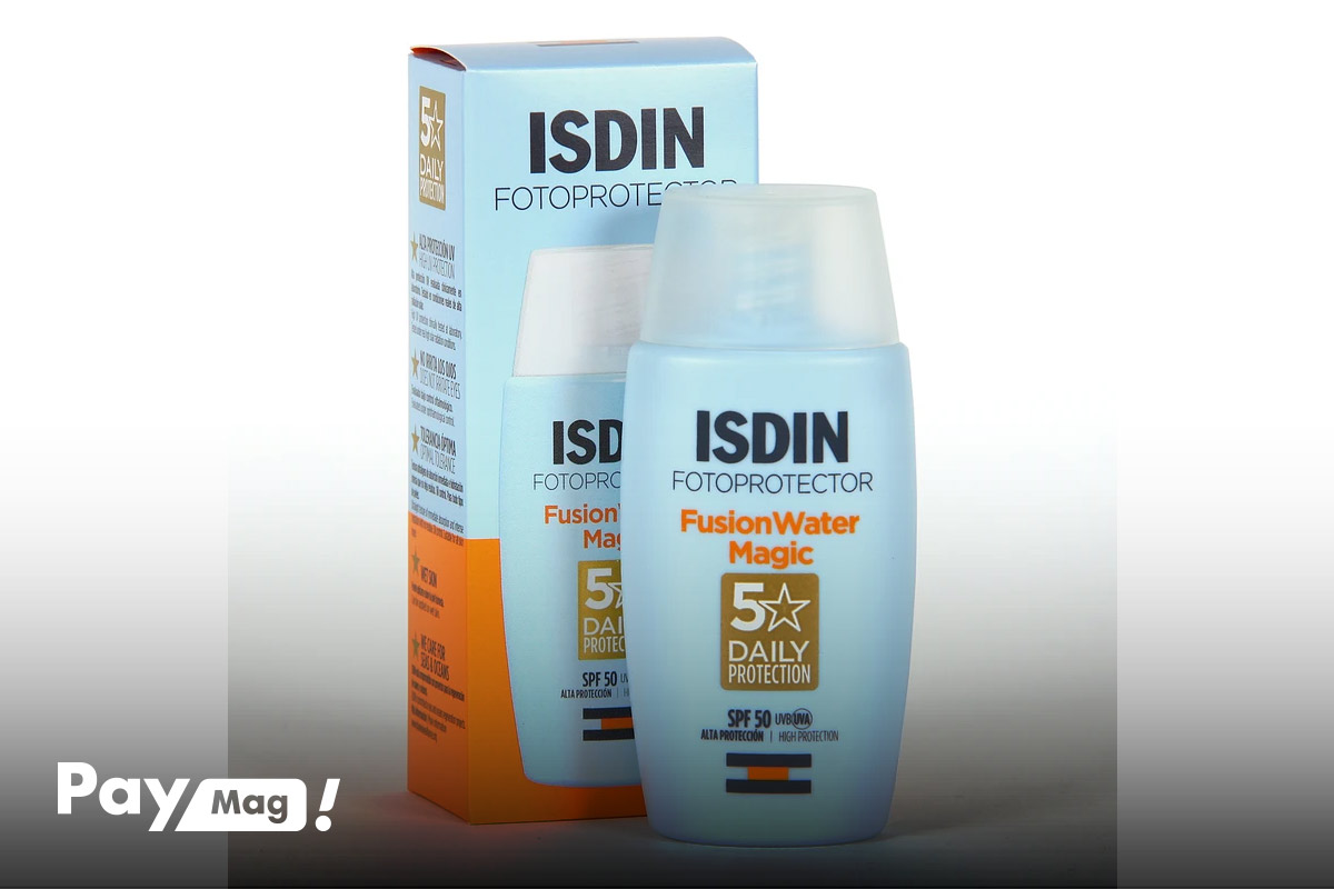 کرم ضدآفتاب SPF50 بدون رنگ ایزدین Isdin مدل Fusion Water Magic