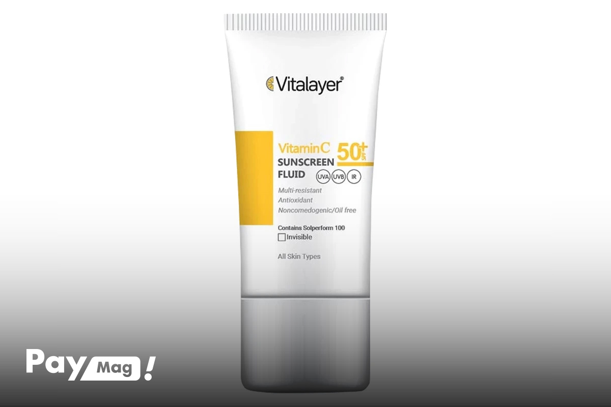 کرم ضد آفتاب SPF50 بی رنگ ویتالیر Vitalayer مدل Vitamin C