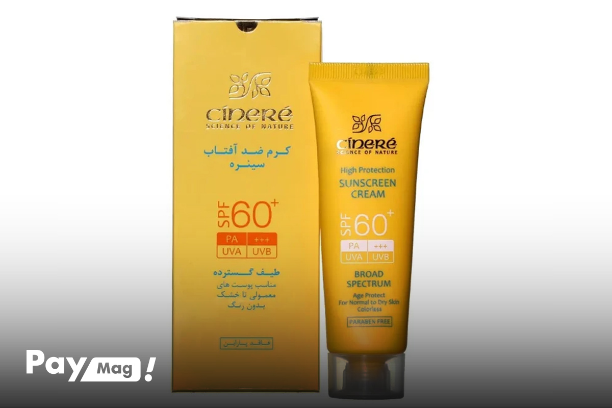 کرم ضد آفتاب SPF60 بی رنگ سینره Cinere